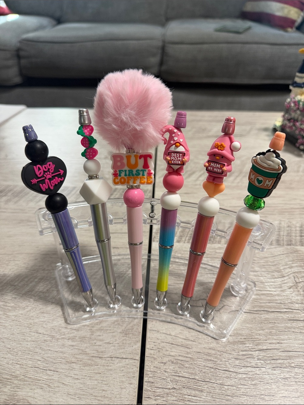 Cute Pink Fluffy Top black ink Pens - Fun Decorative School Pen